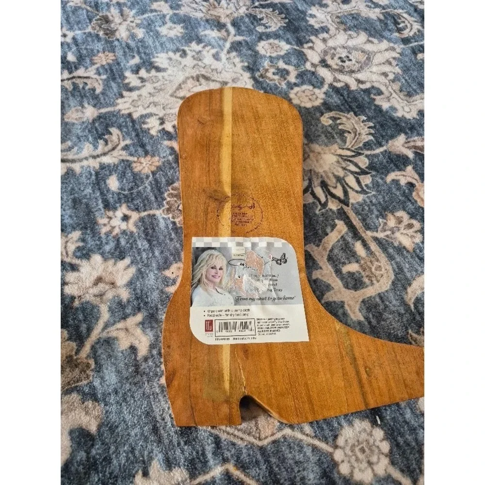 Charcuterie Board Dolly Parton Cowboy Boot Shape Acacia Wood Serving  14